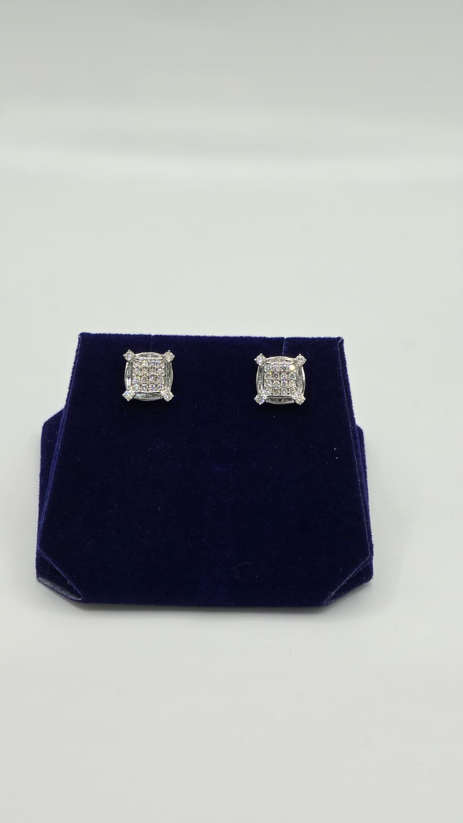 0.65 CTW Natural Diamond Cushion Pave Studs (10K White Gold) - Image 3