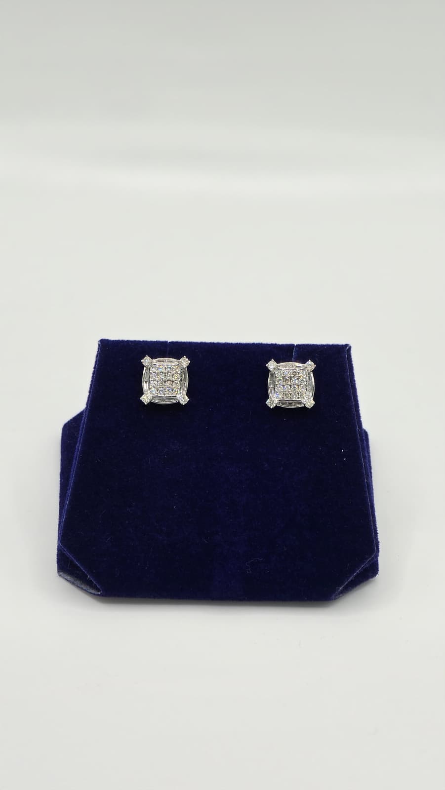 0.65 CTW Natural Diamond Cushion Pave Studs (10K White Gold) - Image 4