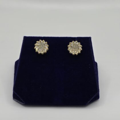 1.5 CTW Natural Diamond Flower-Cluster Studs (10K Yellow Gold)