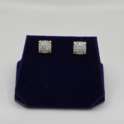 0.74 CTW Natural Diamond Cushion Cluster Studs (10K Yellow Gold)