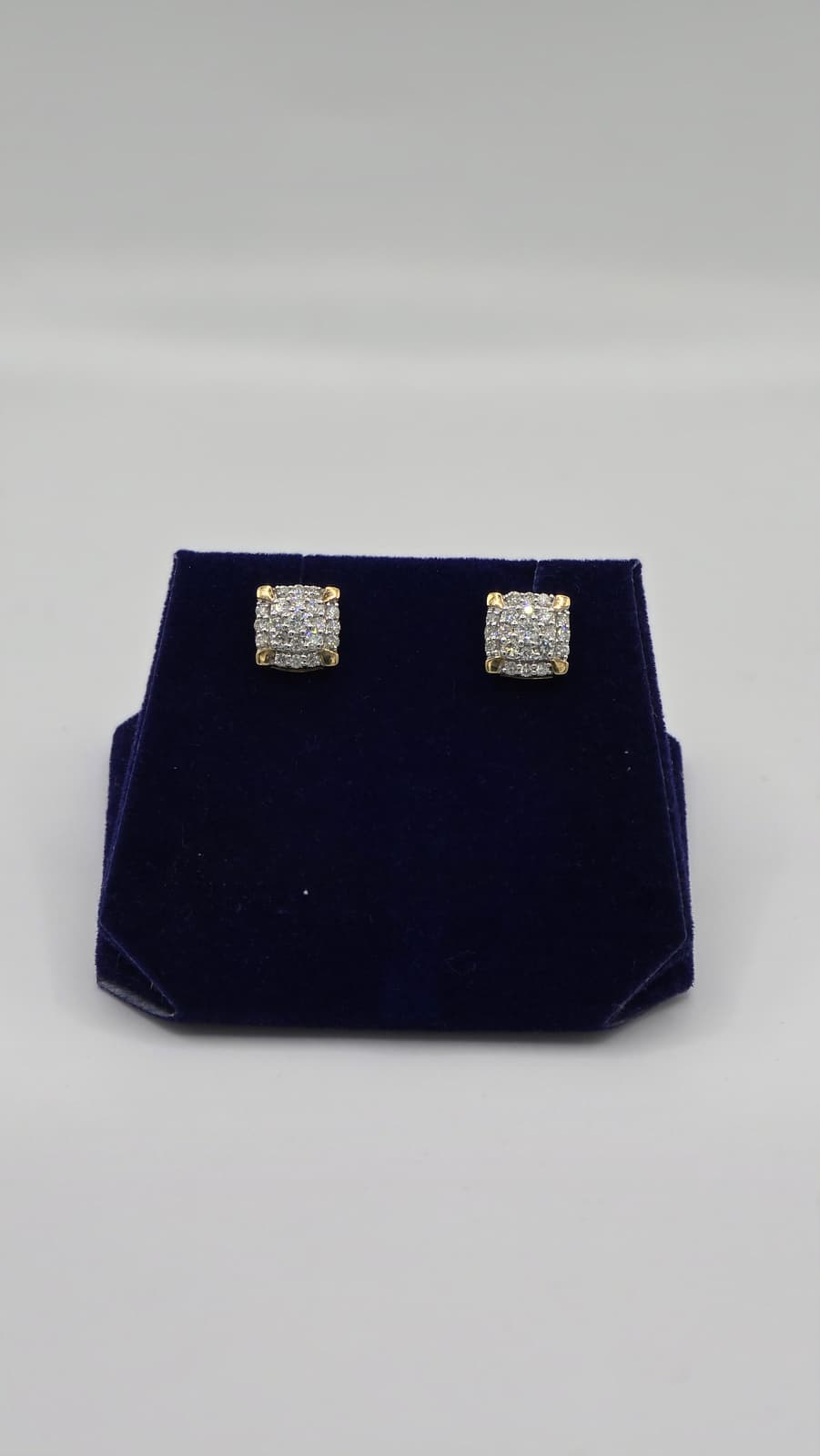 0.74 CTW Natural Diamond Cushion Cluster Studs (10K Yellow Gold)