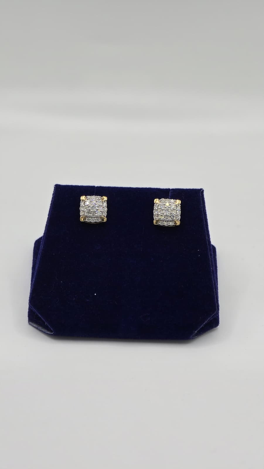0.74 CTW Natural Diamond Cushion Cluster Studs (10K Yellow Gold) - Image 2