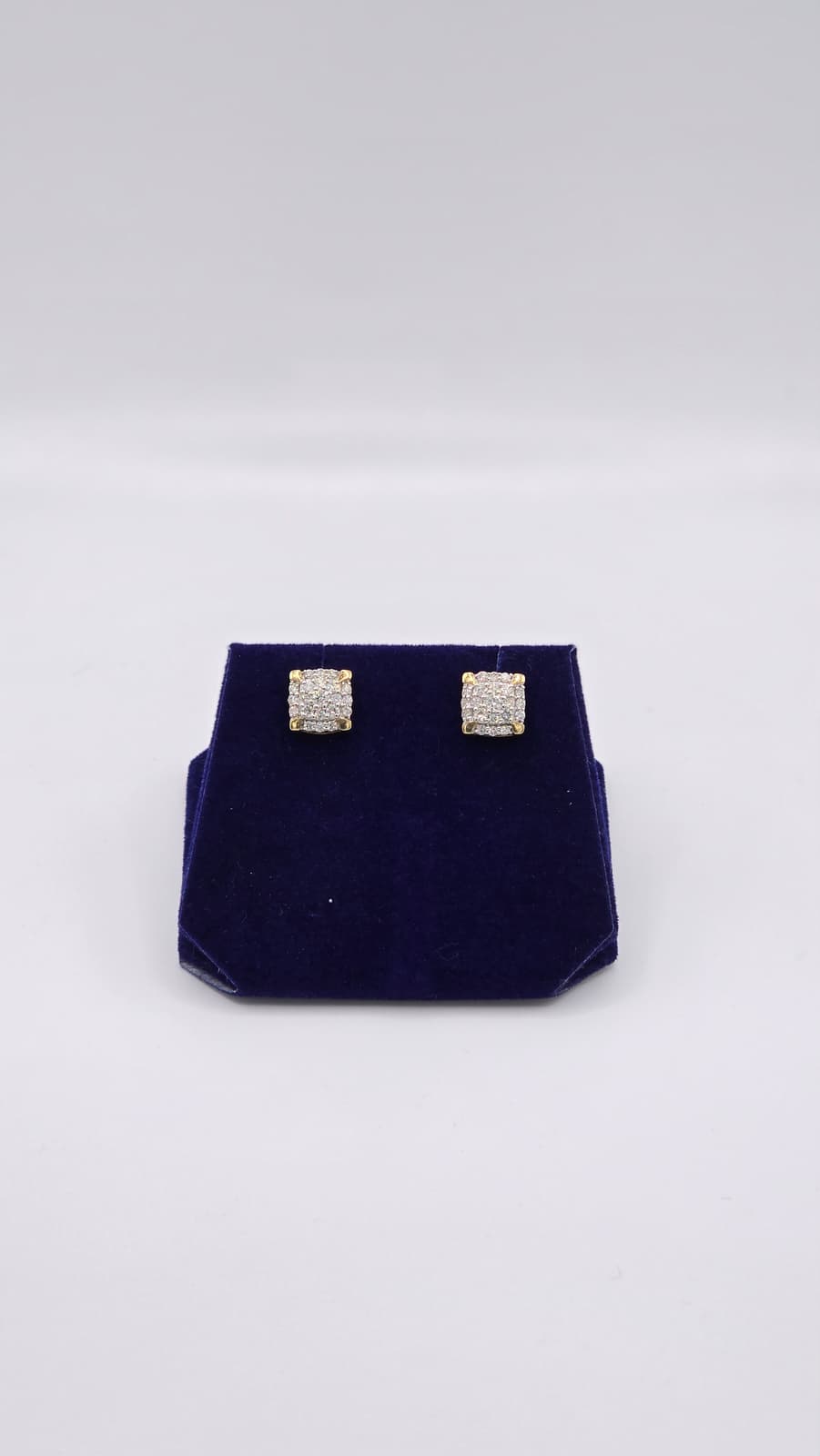 0.74 CTW Natural Diamond Cushion Cluster Studs (10K Yellow Gold) - Image 3