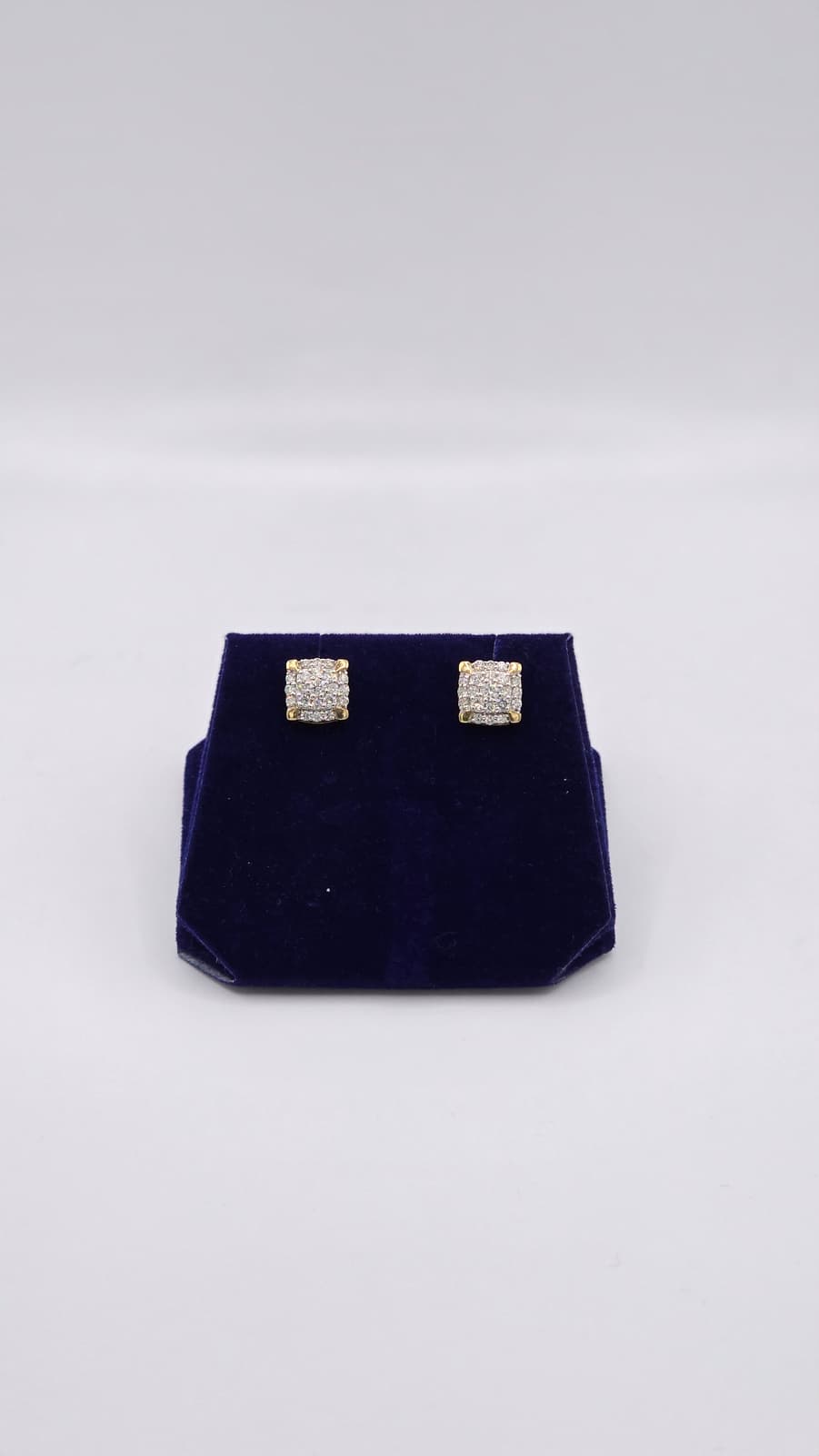 0.74 CTW Natural Diamond Cushion Cluster Studs (10K Yellow Gold) - Image 4