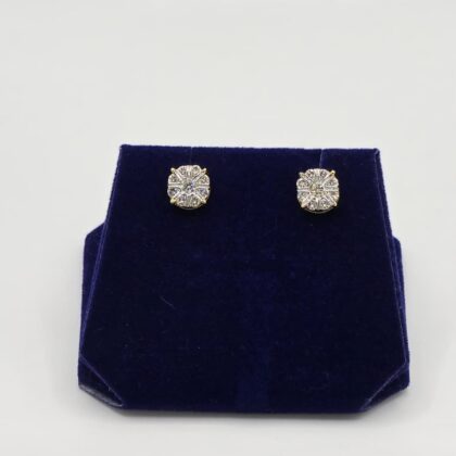 0.87 CTW Natural Diamond Round Starburst Studs (10K Yellow Gold)