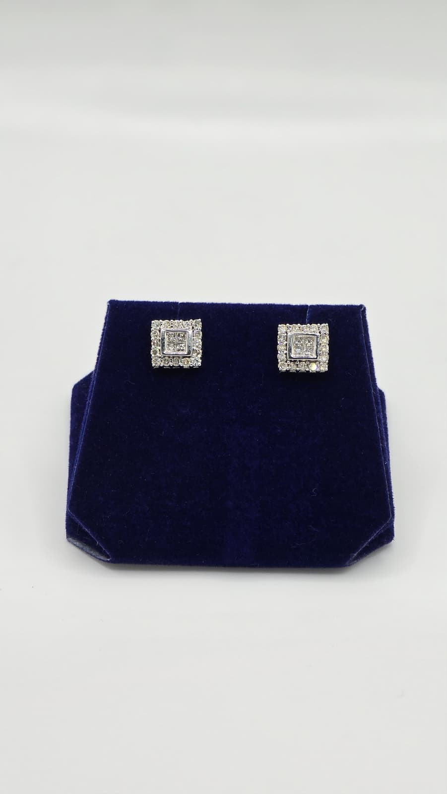 1.5 CTW Natural Diamond Square Halo Studs (14K White Gold) - Image 2