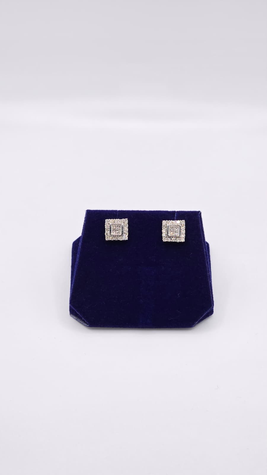 1.5 CTW Natural Diamond Square Halo Studs (14K White Gold) - Image 3