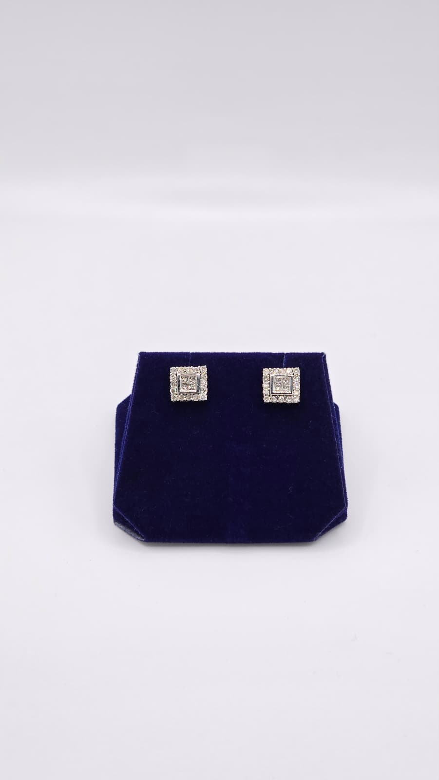 1.5 CTW Natural Diamond Square Halo Studs (14K White Gold) - Image 4