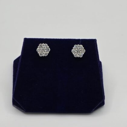 1.5 CTW Natural Diamond Flower-Cluster Studs (10K White Gold)