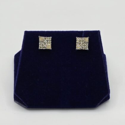 0.5 CTW Natural Diamond Square Baguette Studs (10K Two-Tone Gold)