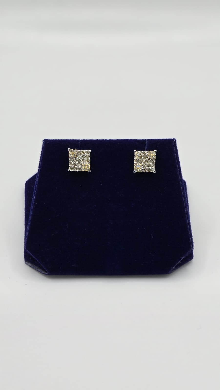 0.5 CTW Natural Diamond Square Baguette Studs (10K Two-Tone Gold)