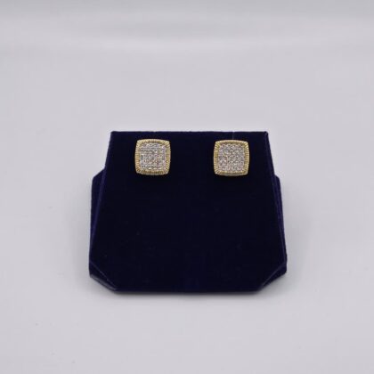 1.61 CTW Natural Diamond Cushion Cluster Studs (10K Yellow Gold)