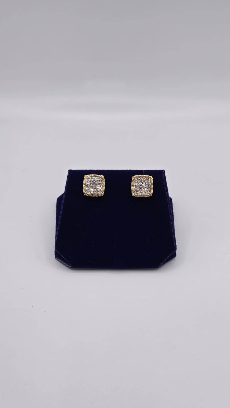 1.61 CTW Natural Diamond Cushion Cluster Studs (10K Yellow Gold)