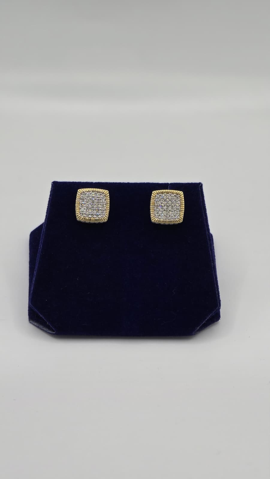 1.61 CTW Natural Diamond Cushion Cluster Studs (10K Yellow Gold) - Image 3