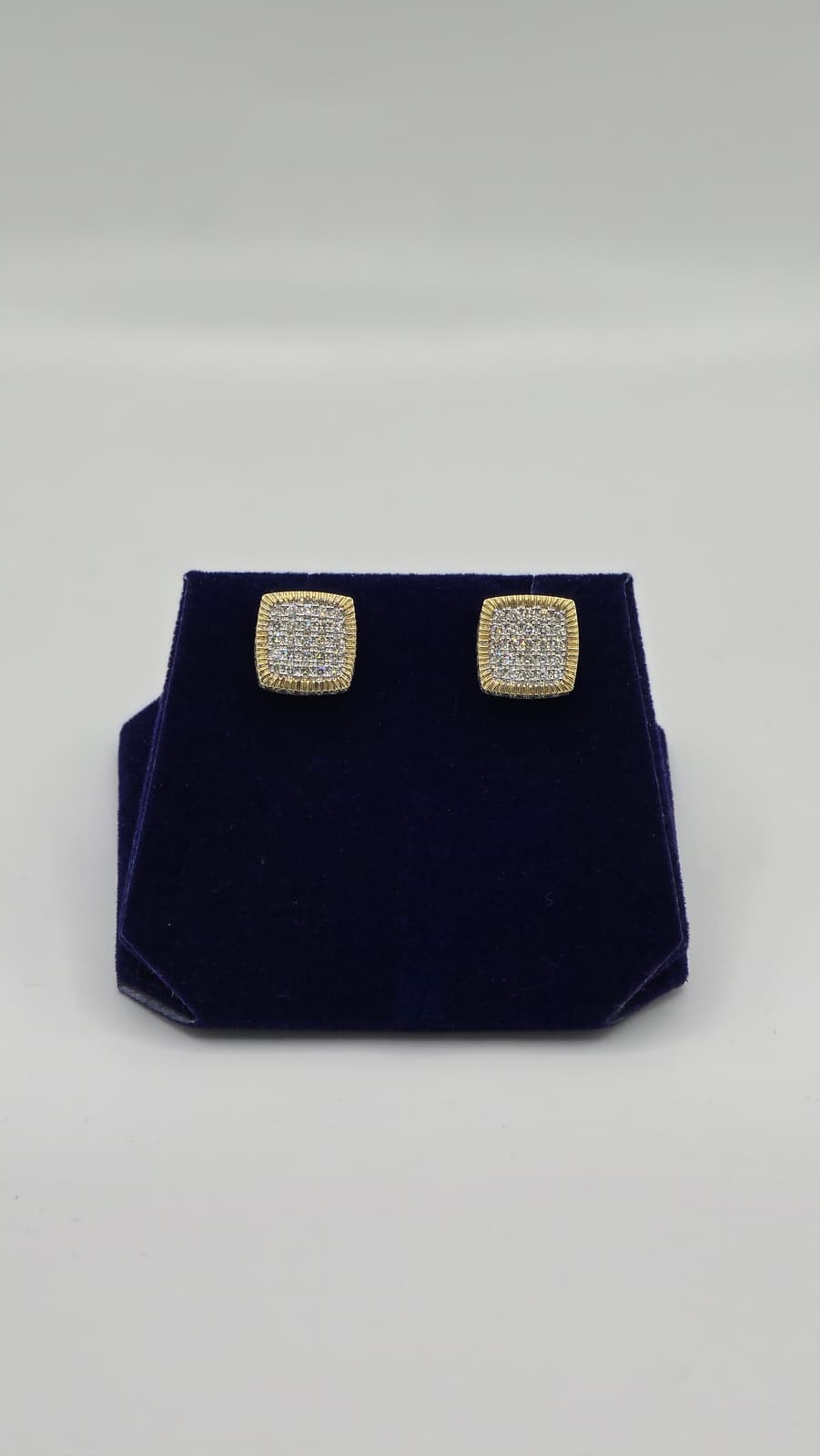 1.61 CTW Natural Diamond Cushion Cluster Studs (10K Yellow Gold) - Image 4