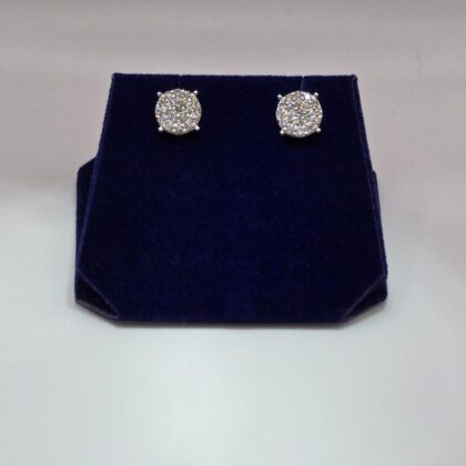 0.75 CTW Natural Diamond Round Cluster Studs (10K White Gold)
