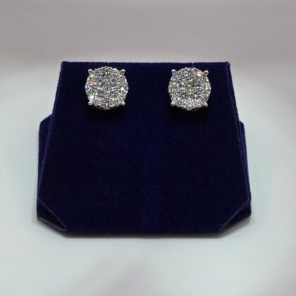 2.98 CTW Lab-Grown Diamond Round Cluster Studs (10K White Gold)
