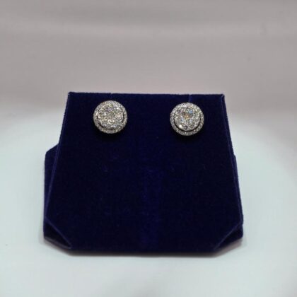 1 CTW Natural Diamond Round Halo Studs (10K White Gold)