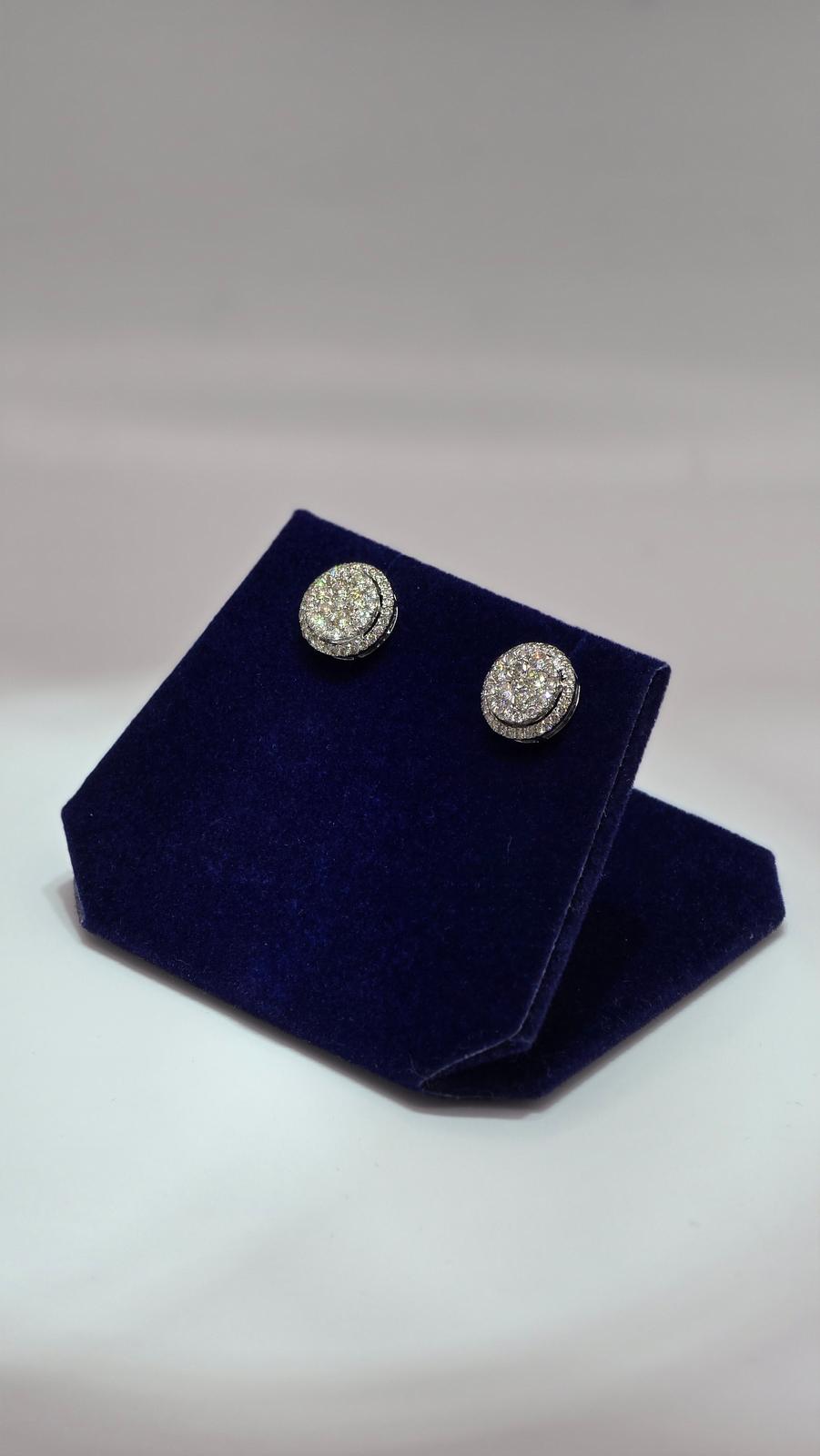 1 CTW Natural Diamond Round Halo Studs (10K White Gold) - Image 4