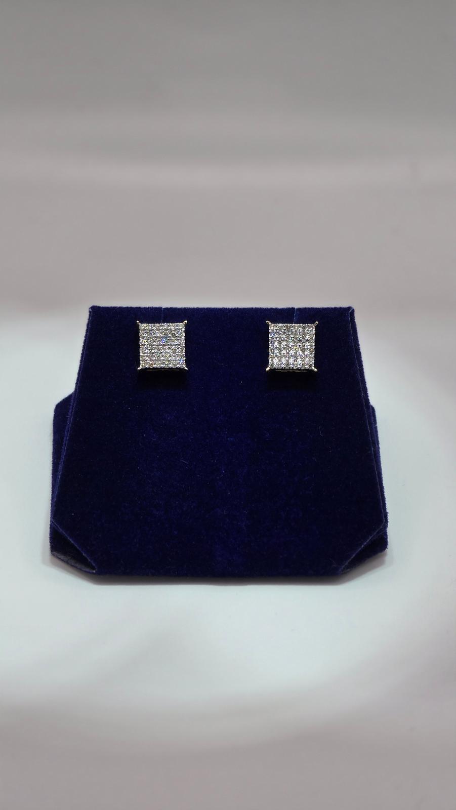 0.5 CTW Natural Diamond Square Princess-Cut Studs (10K White Gold) - Image 2