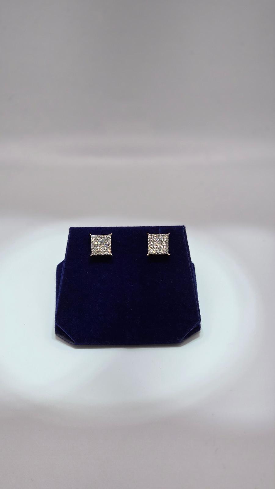 0.5 CTW Natural Diamond Square Princess-Cut Studs (10K White Gold) - Image 4