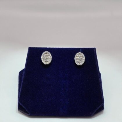 0.38 CTW Natural Diamond Oval Baguette Studs (10K White Gold)