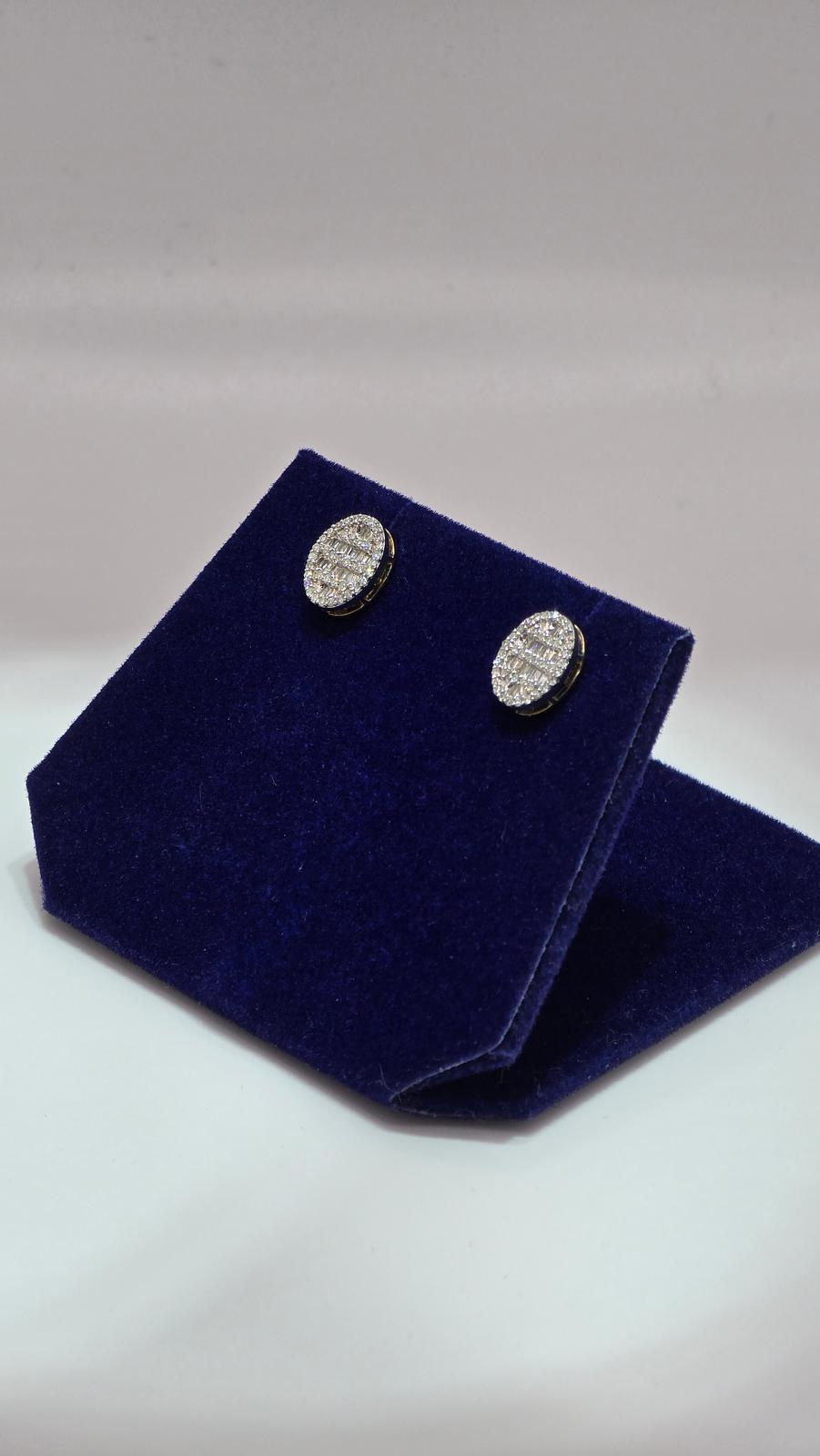 0.38 CTW Natural Diamond Oval Baguette Studs (10K White Gold) - Image 4