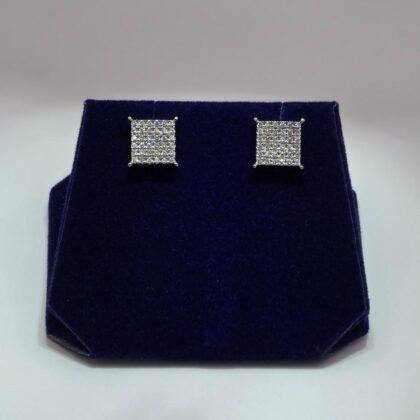0.5 CTW Natural Diamond Square Pave Studs (10K White Gold)