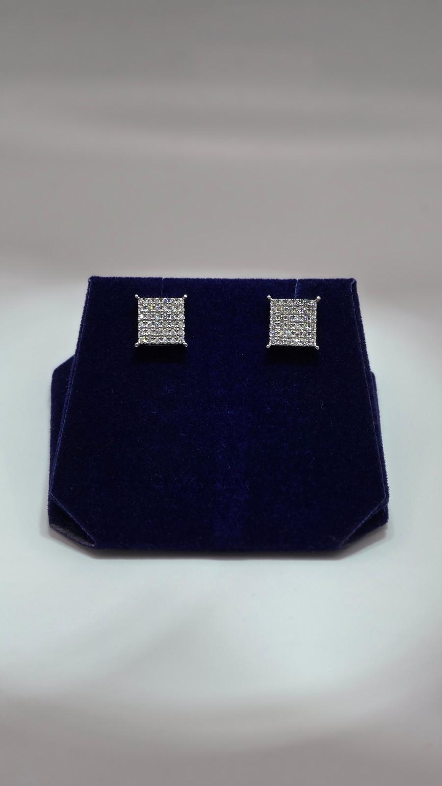 0.5 CTW Natural Diamond Square Pave Studs (10K White Gold)