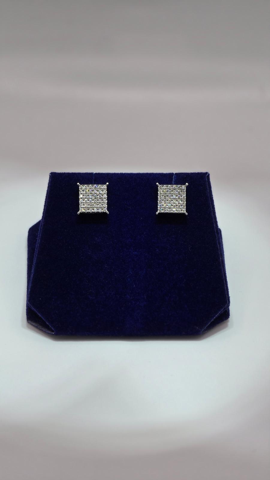 0.5 CTW Natural Diamond Square Pave Studs (10K White Gold) - Image 2