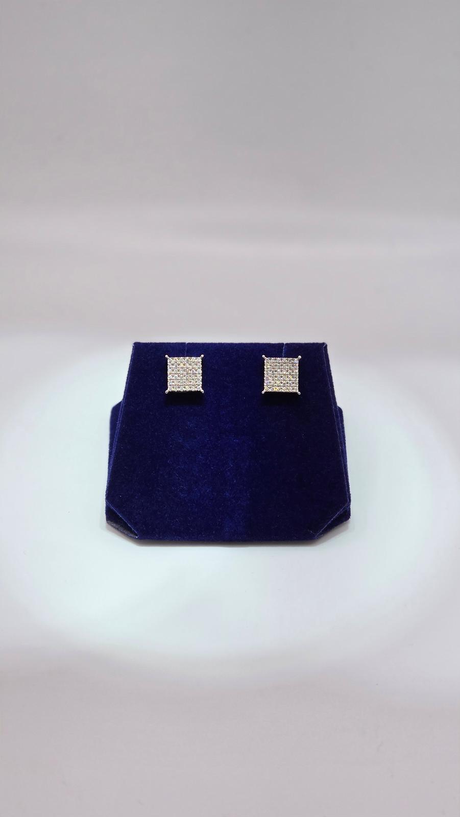 0.5 CTW Natural Diamond Square Pave Studs (10K White Gold) - Image 3