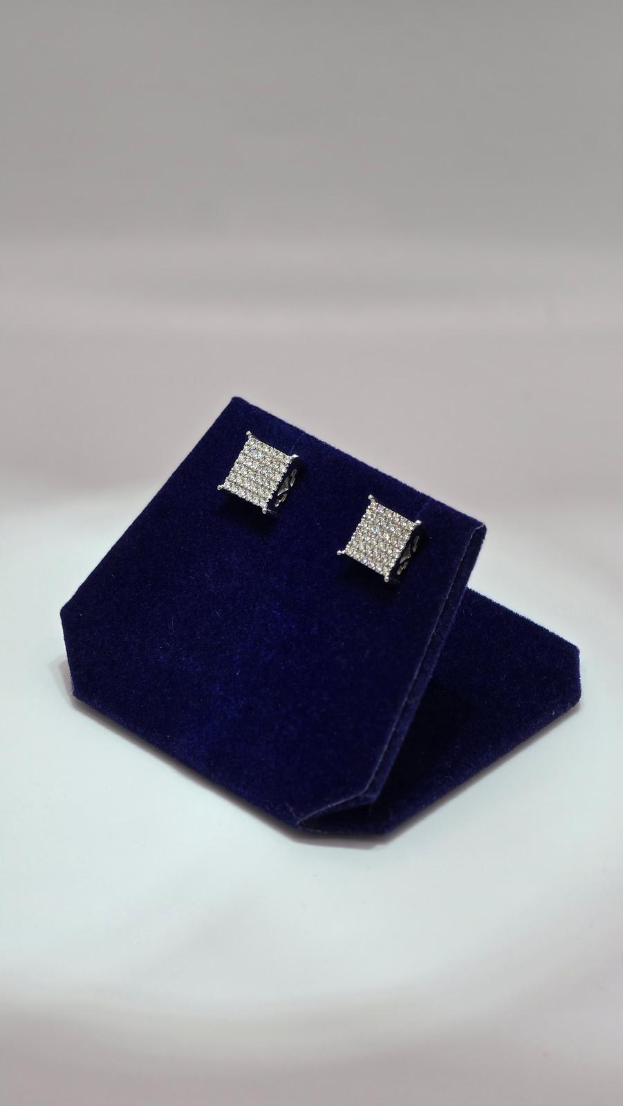 0.5 CTW Natural Diamond Square Pave Studs (10K White Gold) - Image 4