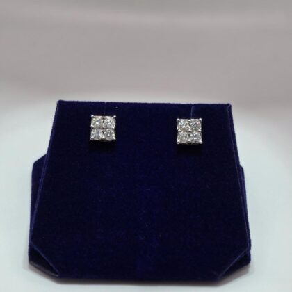 0.94 CTW Natural Diamond Square Quad Studs (14K White Gold)