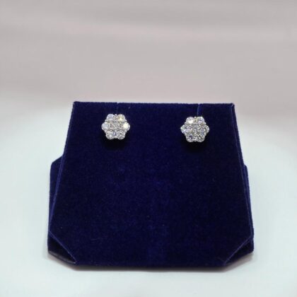 0.17 CTW Natural Diamond Flower-Cluster Studs (10K White Gold)
