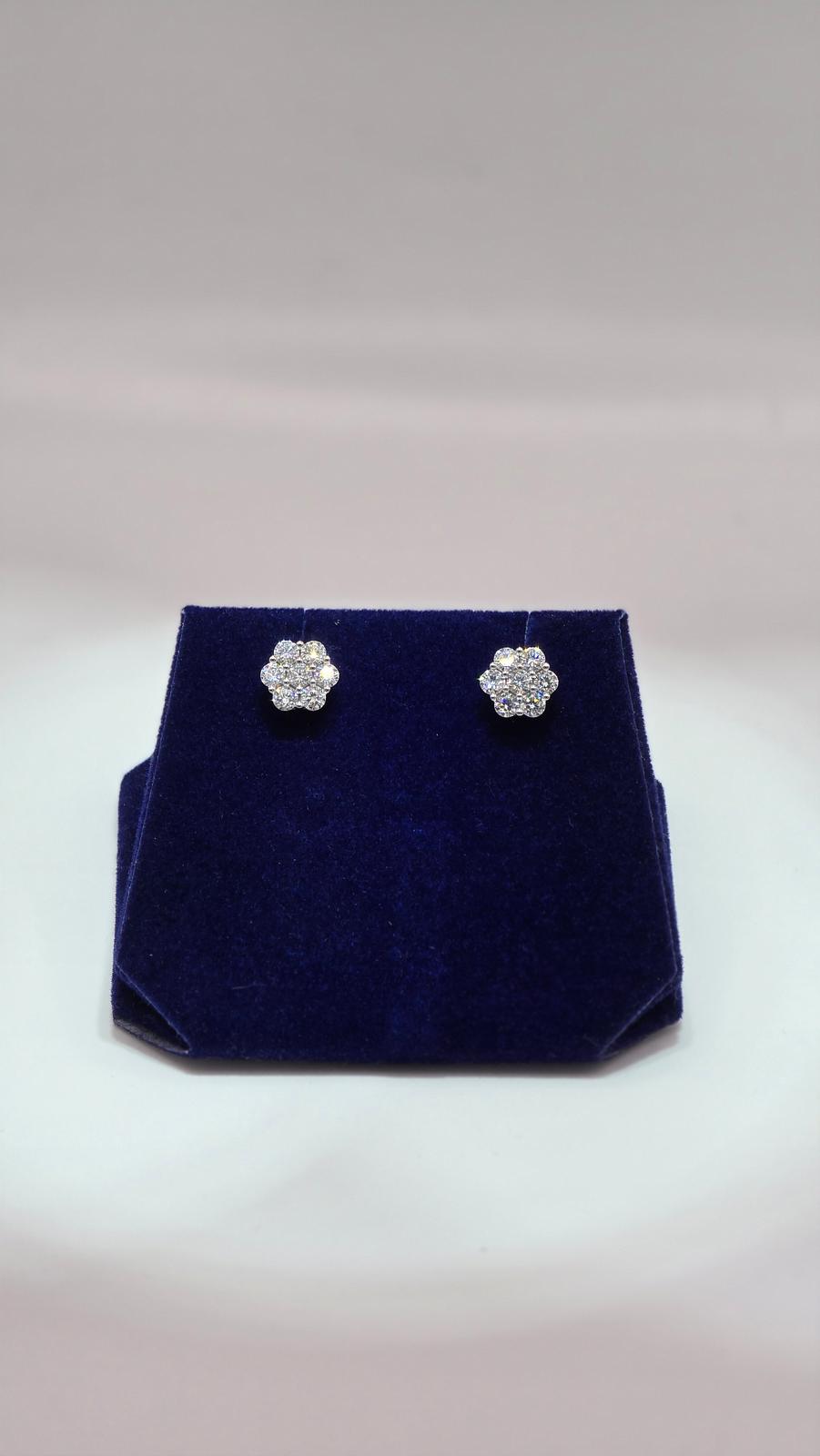 0.17 CTW Natural Diamond Flower-Cluster Studs (10K White Gold) - Image 2