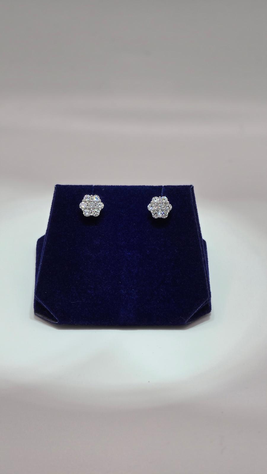 0.17 CTW Natural Diamond Flower-Cluster Studs (10K White Gold) - Image 3