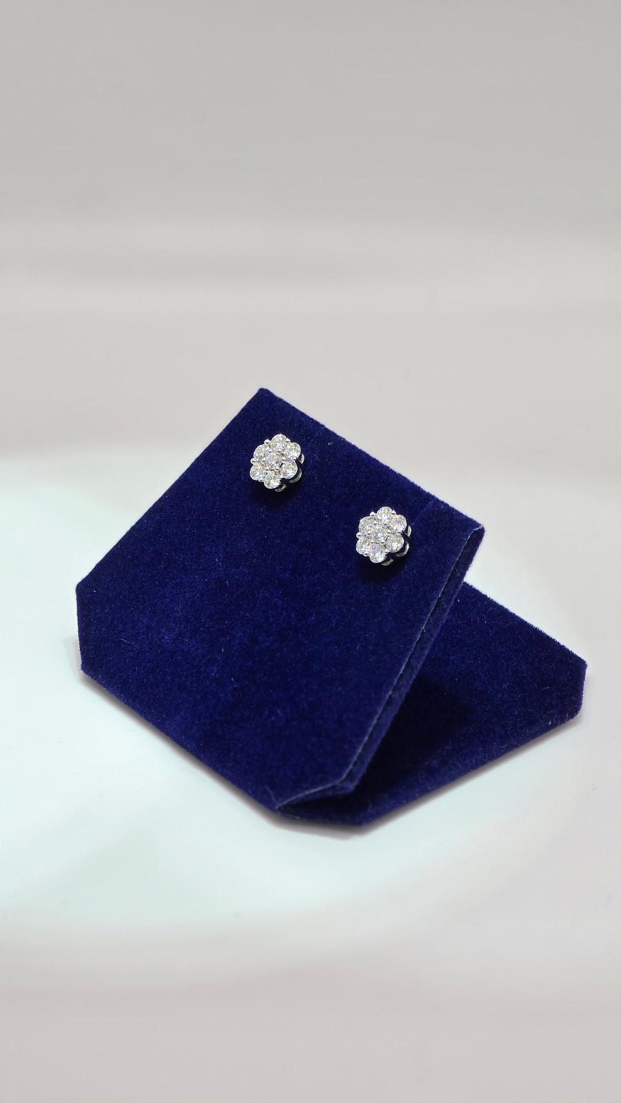 0.17 CTW Natural Diamond Flower-Cluster Studs (10K White Gold) - Image 4