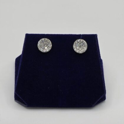 0.75 CTW Natural Diamond Round Pave Studs (10K White Gold)