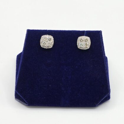 1.2 CTW Natural Diamond Cushion Halo Studs (10K White Gold)