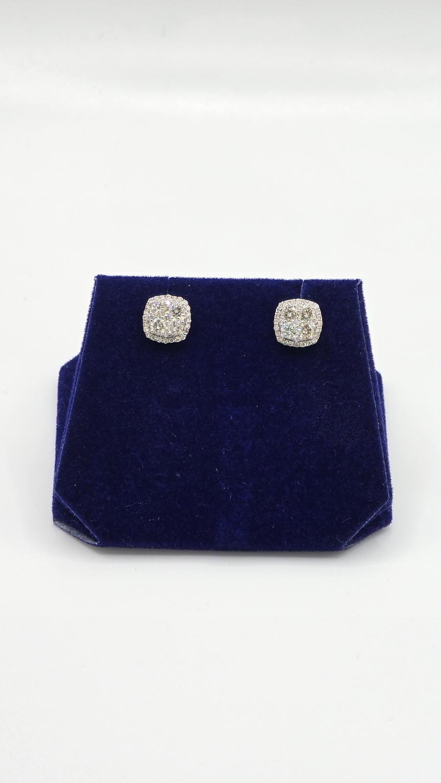 1.2 CTW Natural Diamond Cushion Halo Studs (10K White Gold)