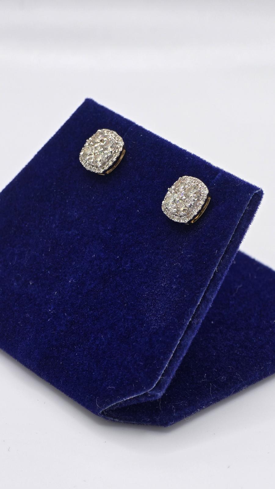 1.2 CTW Natural Diamond Cushion Halo Studs (10K White Gold) - Image 3