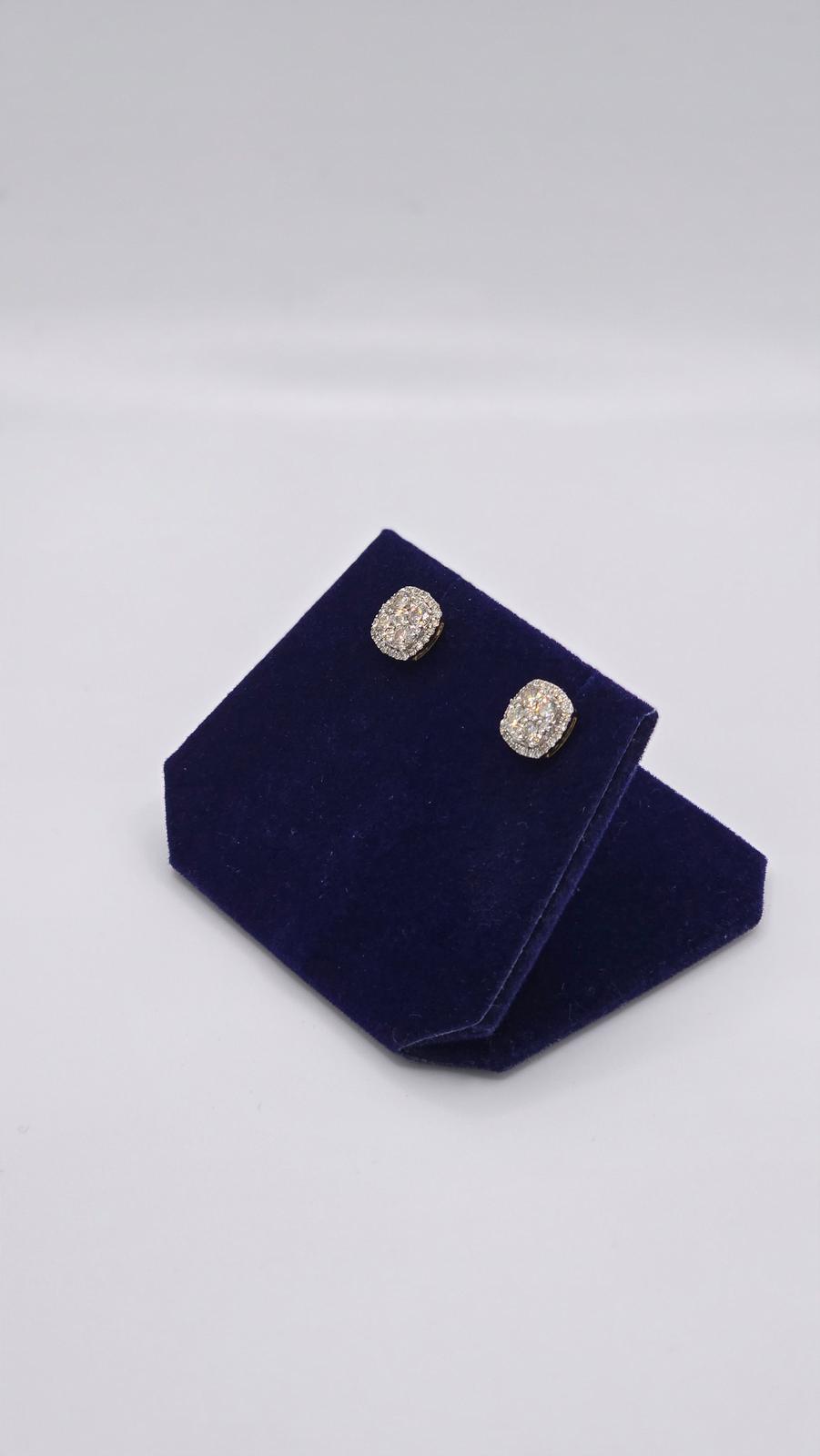 1.2 CTW Natural Diamond Cushion Halo Studs (10K White Gold) - Image 4