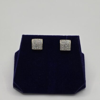 1 CTW Natural Diamond Square Pave Studs (10K Yellow Gold)