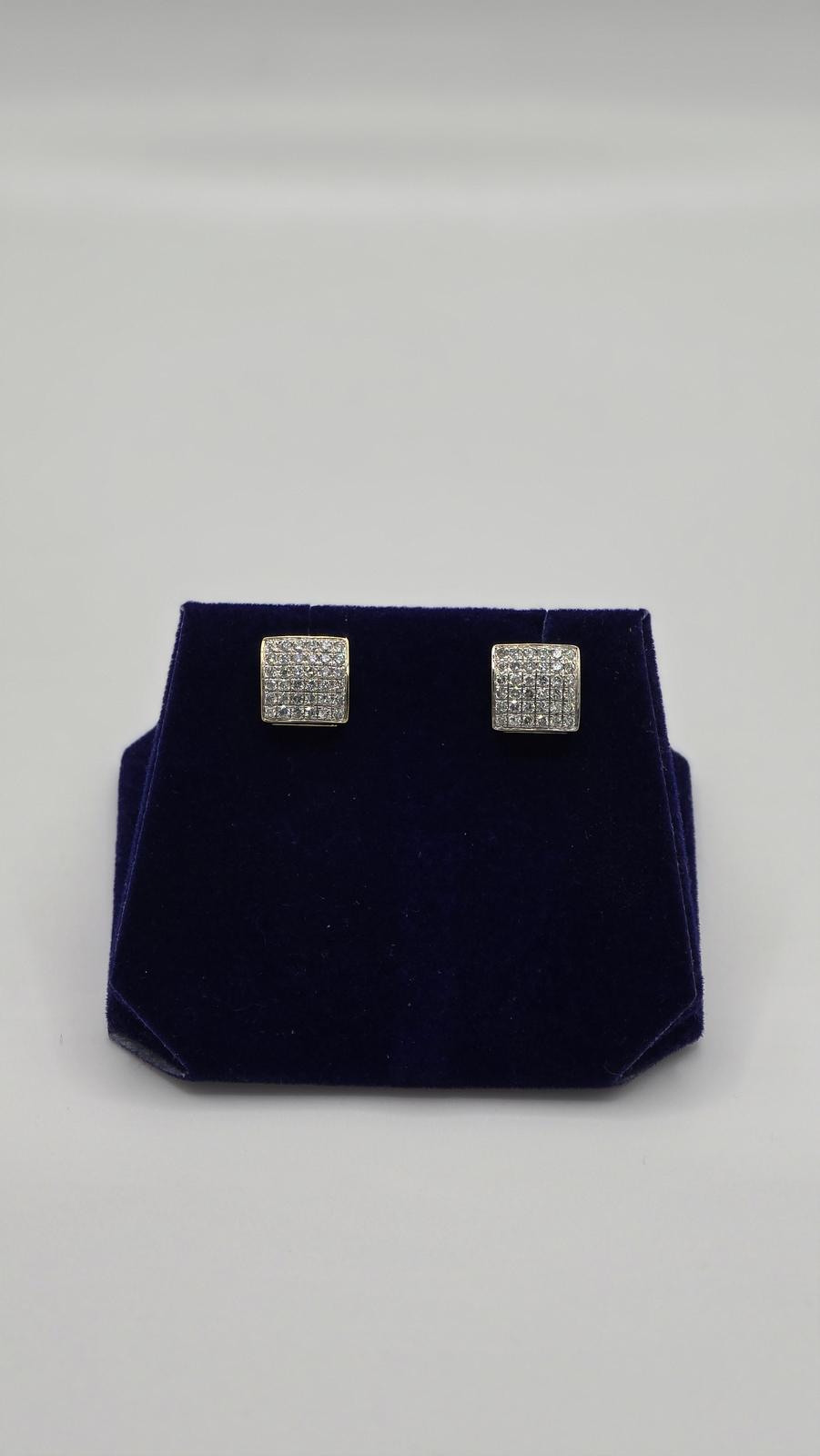 1 CTW Natural Diamond Square Pave Studs (10K Yellow Gold)