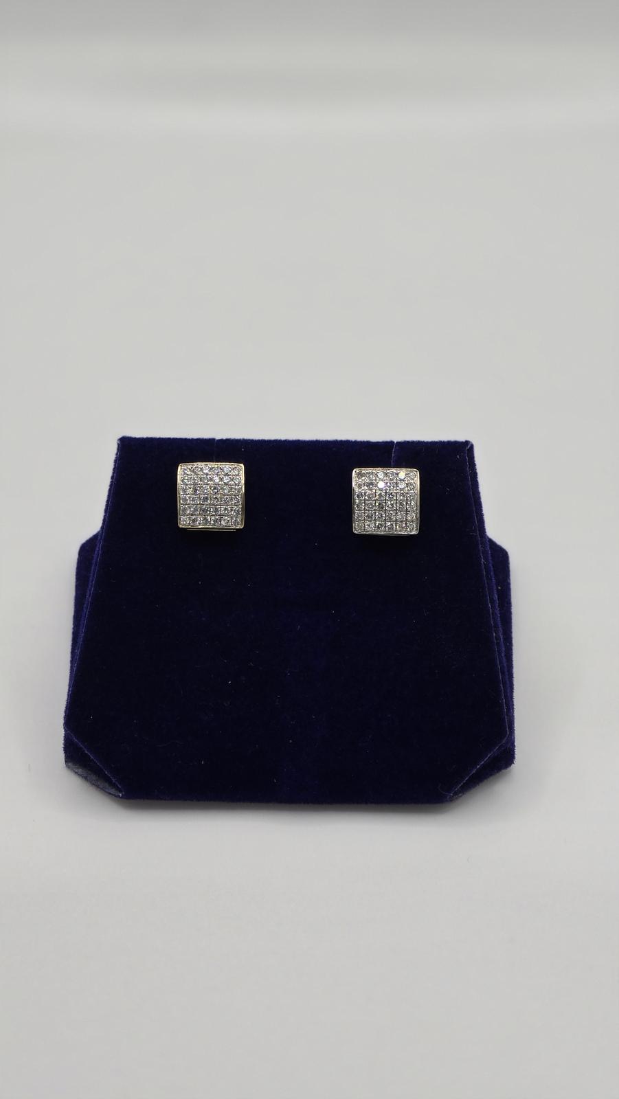 1 CTW Natural Diamond Square Pave Studs (10K Yellow Gold) - Image 3