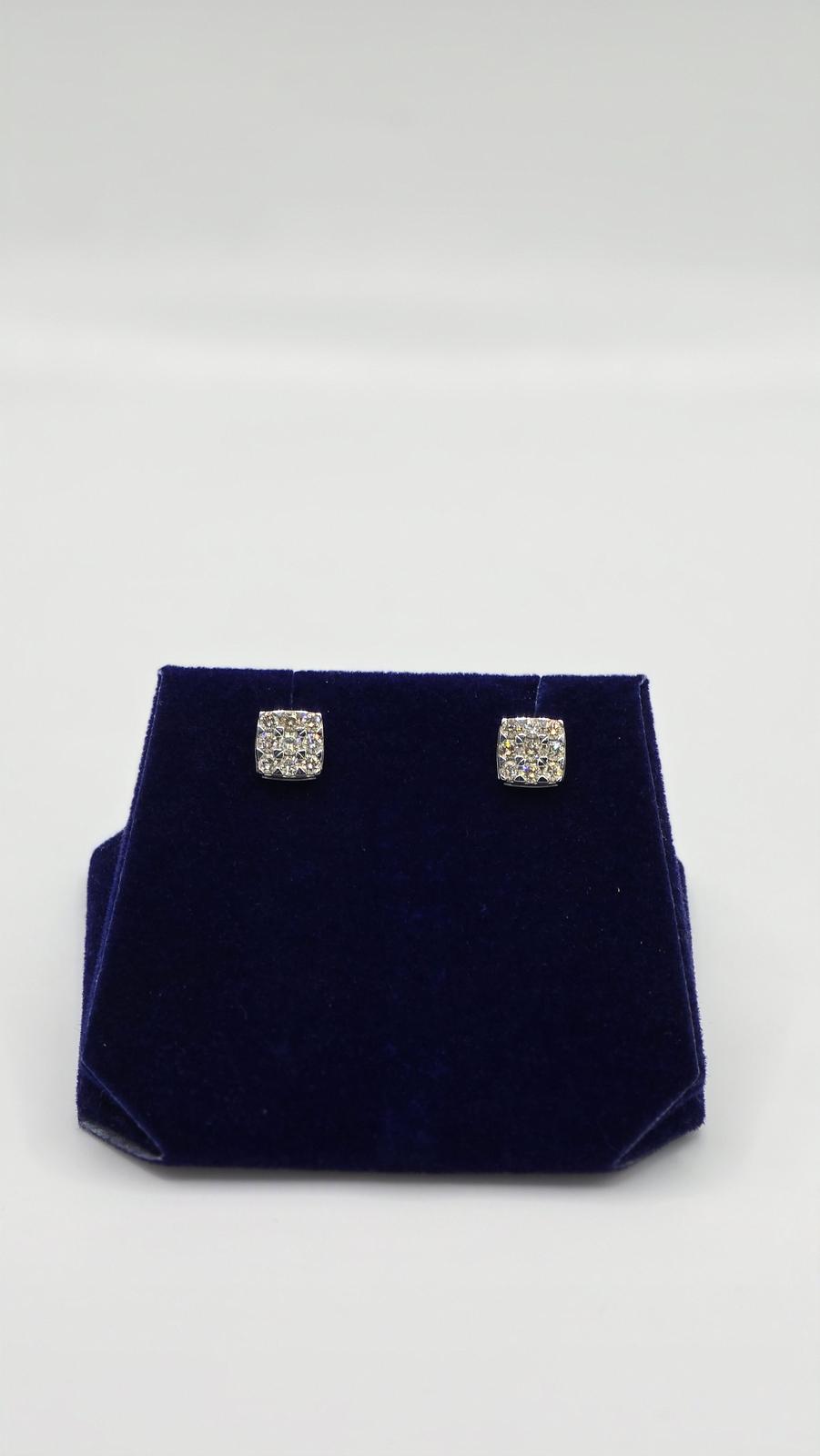 0.6 CTW Natural Diamond Cushion Halo Studs (10K White Gold) - Image 2