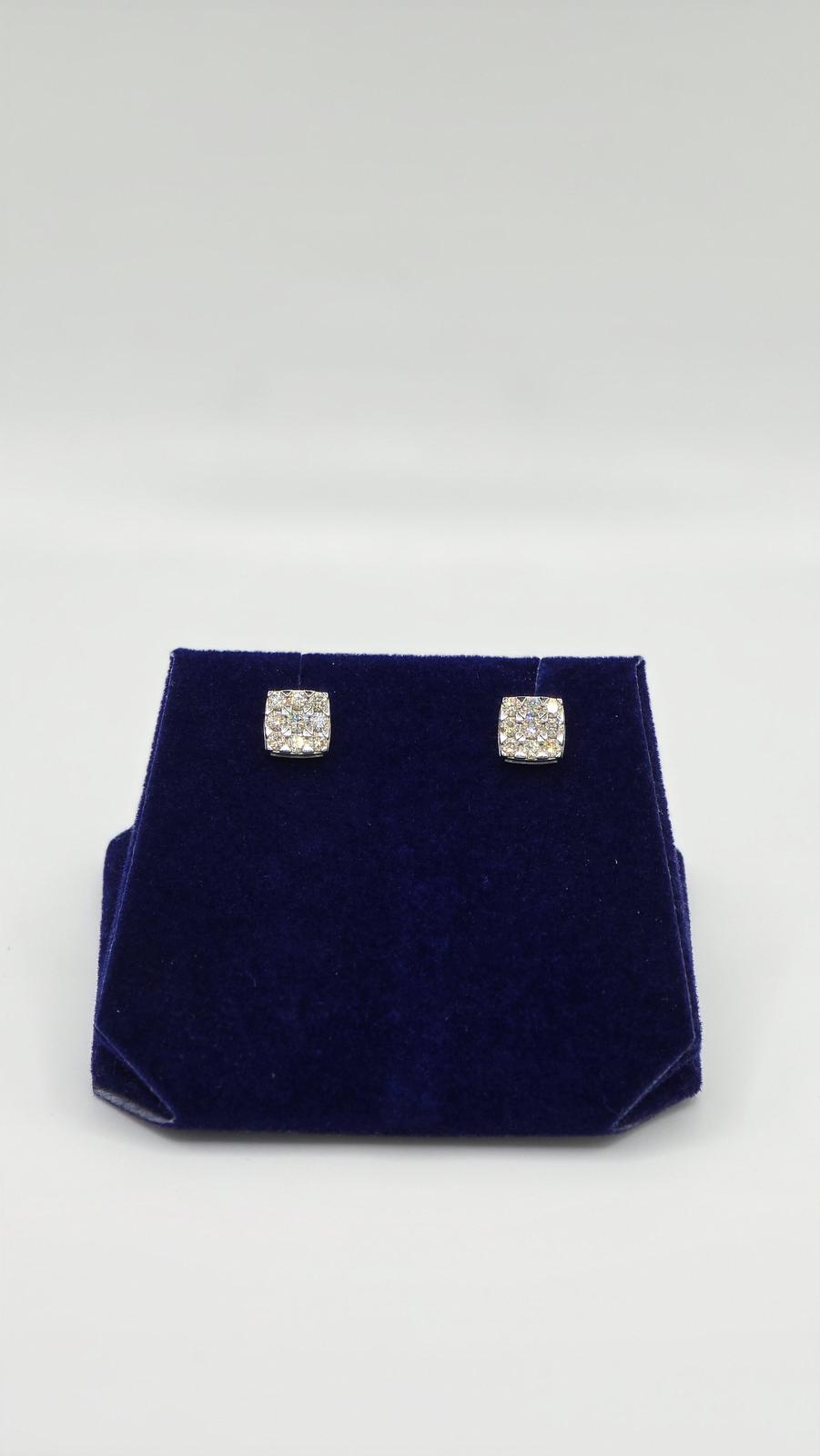 0.6 CTW Natural Diamond Cushion Halo Studs (10K White Gold) - Image 3