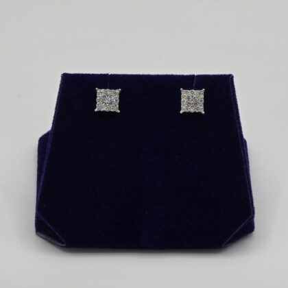 0.5 CTW Natural Diamond Square Quad Studs (10K White Gold)