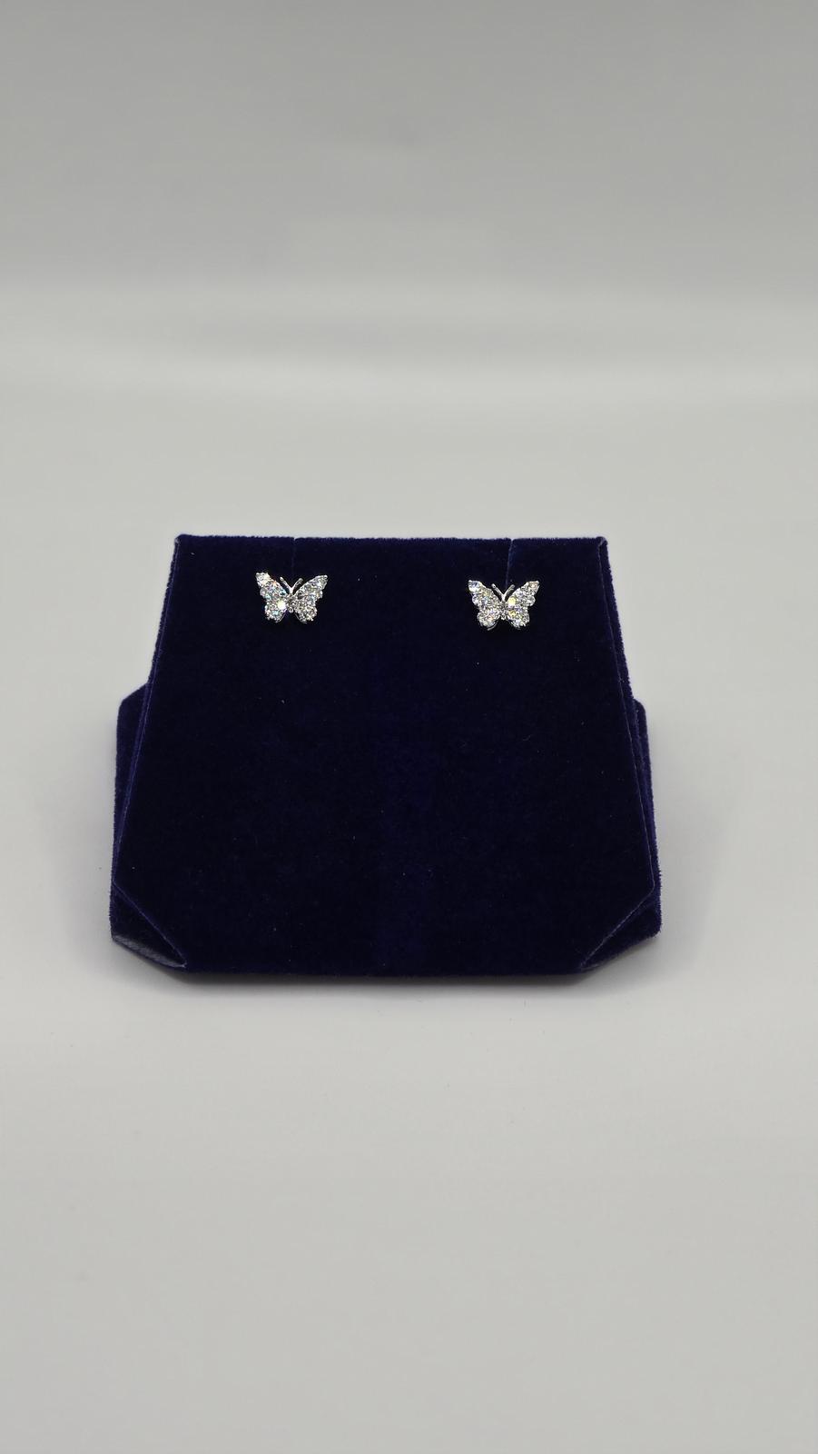 0.25 CTW Lab-Grown Diamond Butterfly Studs (10K White Gold) - Image 2