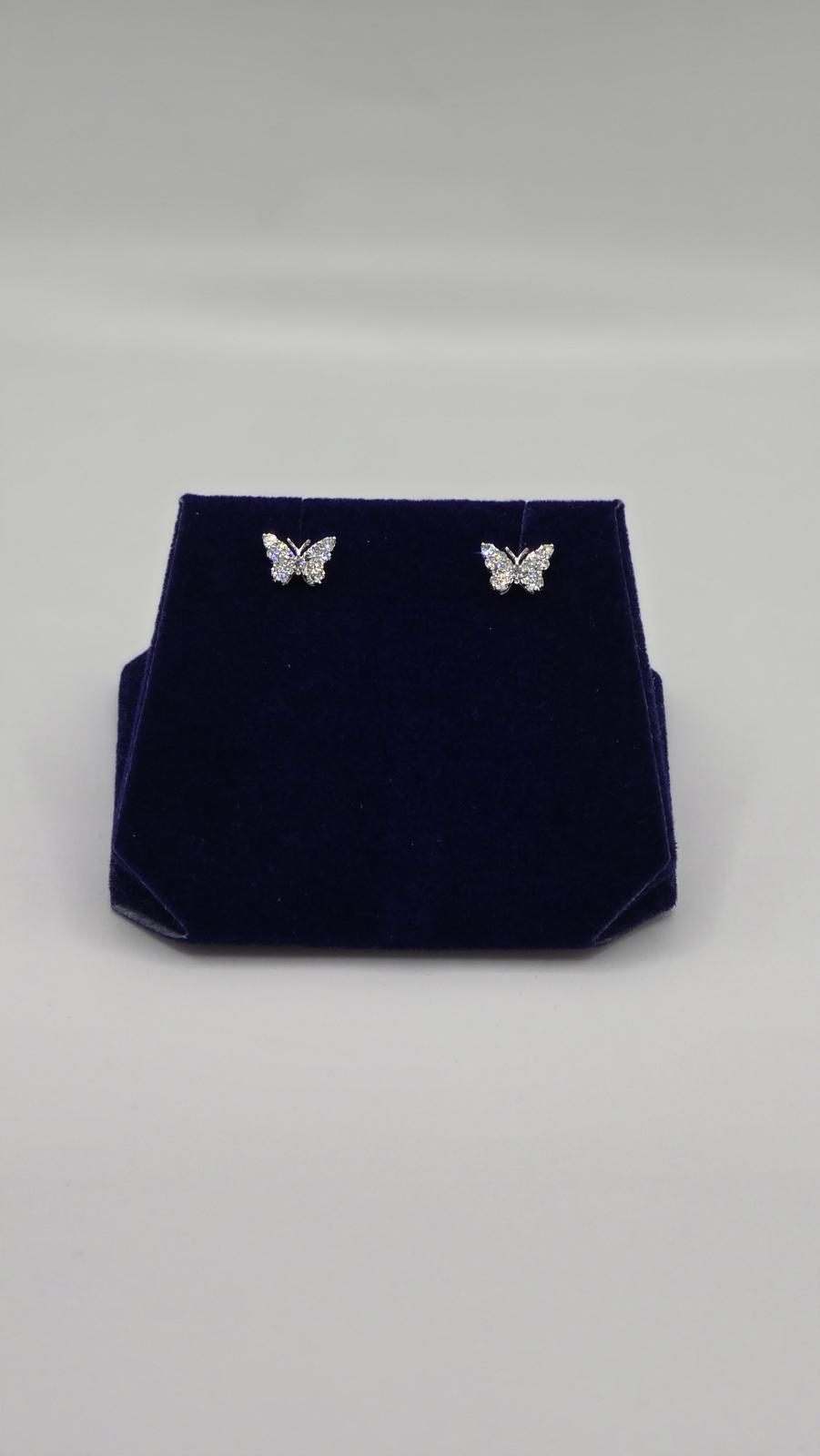 0.25 CTW Lab-Grown Diamond Butterfly Studs (10K White Gold) - Image 3